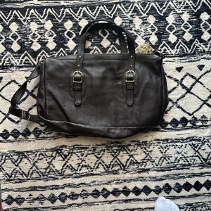 Onna Ehrlich Derin Brown Pebbled Leather Handbag With Gold